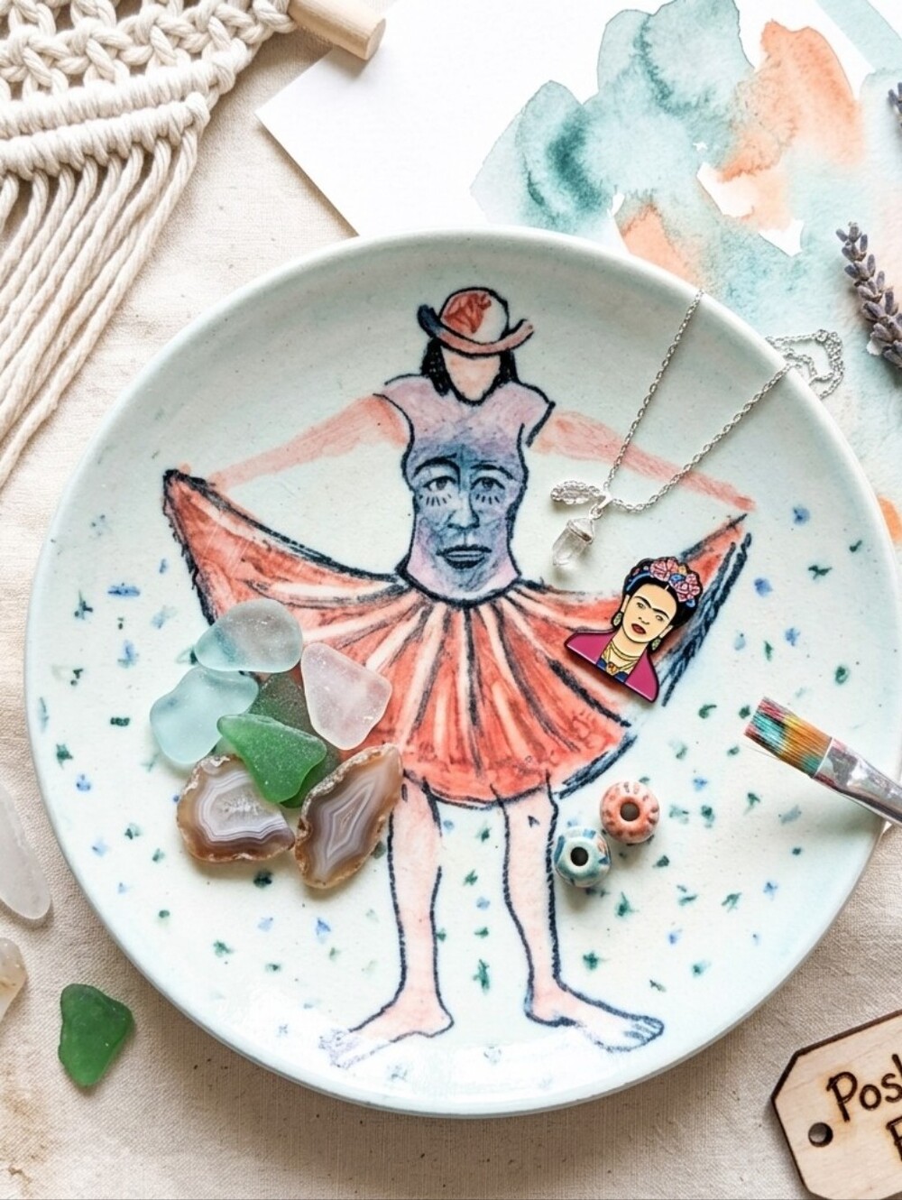 Vintage JAN SCHACHTER Large 11" Hand-Thrown Stoneware Bowl – French Girl